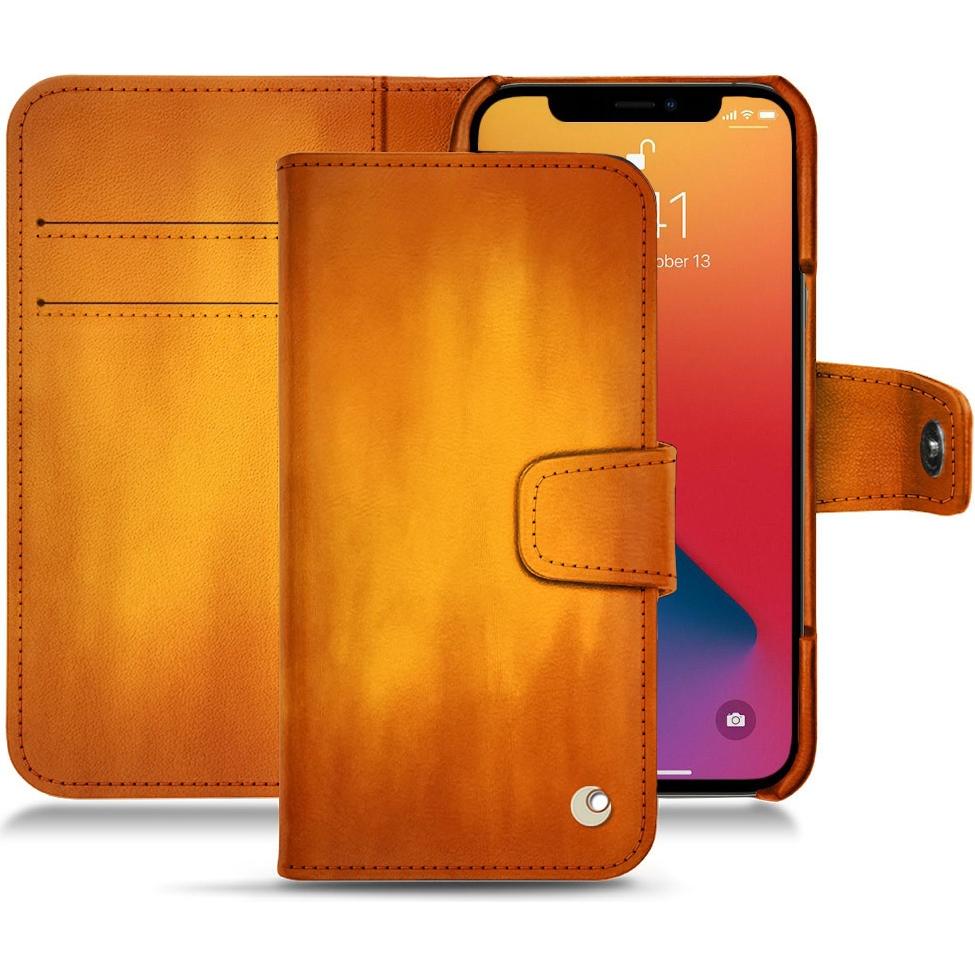 Noreve Lederschutzhülle Wallet (Apple iPhone 13 Pro), Smartphone Hülle, Orange