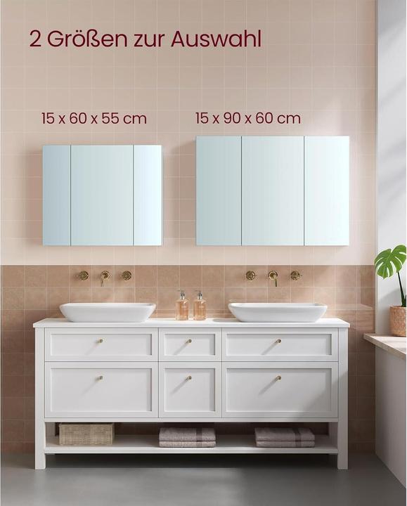 Actual product image Vasagle Spiegelschrank Weiss, 60 x 15 x 55 cm (60 x 15 x 55 cm)