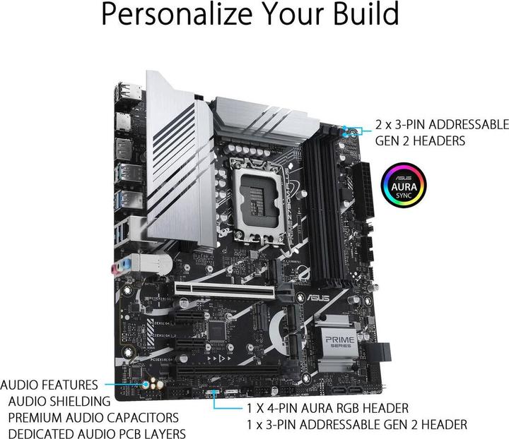 Actual product image ASUS MB PRIME Z790M-PLUS (Intel,1700,DDR5,mATX) (LGA 1700, Intel Z790, mATX)