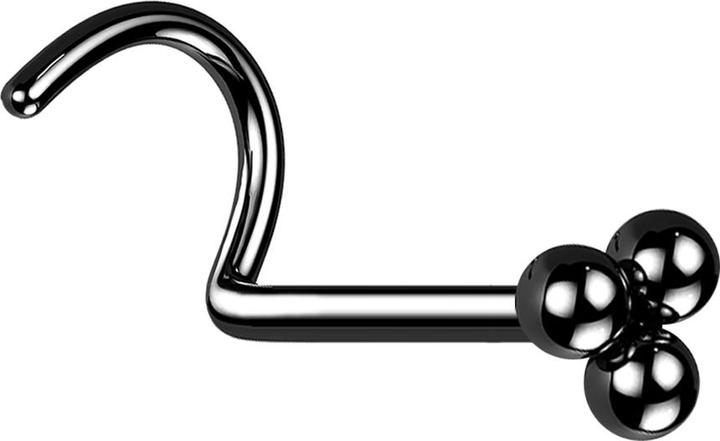 Immagine prodotto Star Piercing Nasenstecker gebogen schwarz drei Kugeln (senza ottone, Acciaio chirurgico 316L)