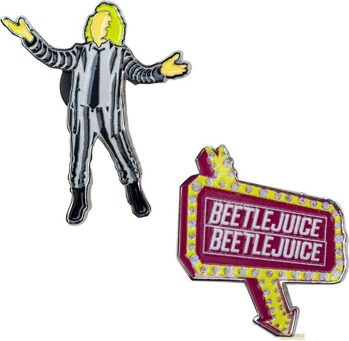 Actual product image Cinereplicas Beetlejuice pin badge 2-pack Beetlejuice