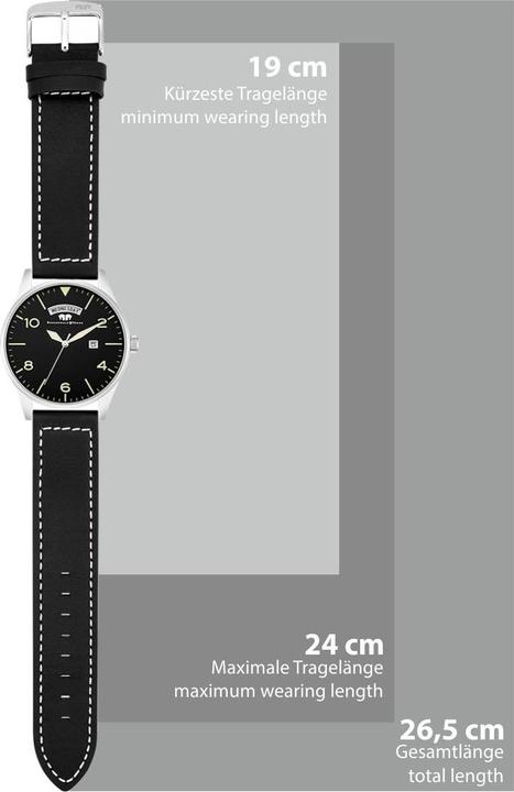 Produktbild Herren Quarzuhr Vintage Echtleder schwarz - 16418 (Chronograph, 42.90 mm)