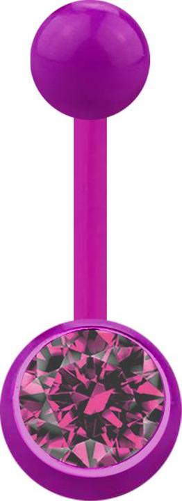 Immagine prodotto Star Piercing Banana viola con palla e cristallo rosa (Materiale sintetico, senza ottone)