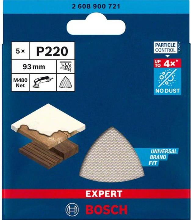 Actual product image Bosch Professional Zubehör EXPERT M480 Sanding net for delta sander, 93 mm, G 220, 5-pcs. (220)