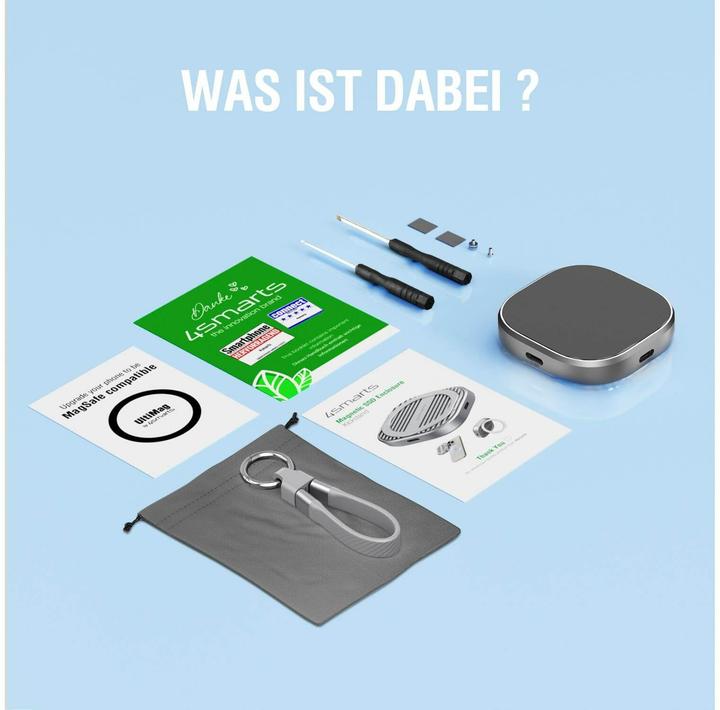 Produktbild 4smarts Magnetisches SSD-Gehäuse Kickstand MagSafe-kompatibel grau