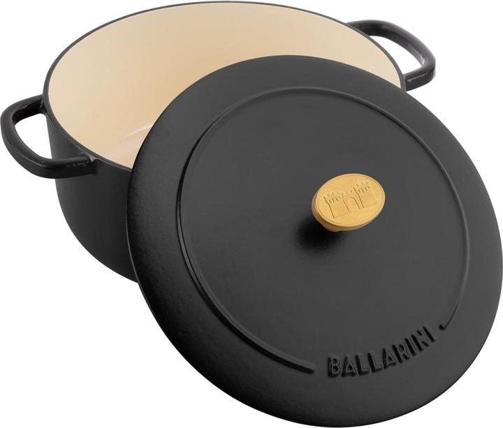 Actual product image Ballarini Cocotte BELLAMONTE 20 cm round 2.5 litre cast iron roaster black (20 cm, Casserole + Stewpot, Cast iron)
