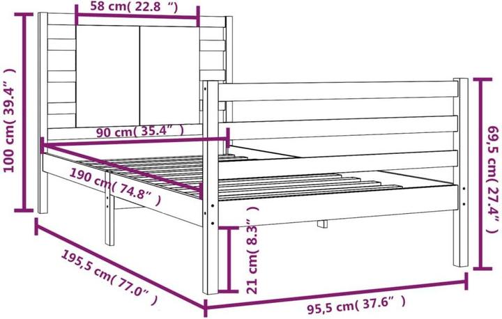 Image du produit vidaXL Bettrahmen (90 x 190 cm)