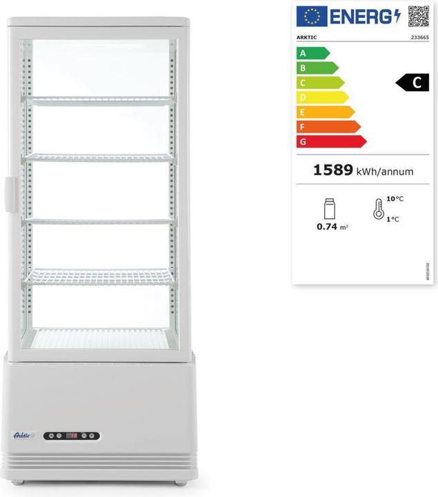 Energie-Label Hendi Aufsatz vitrine weiss 98 l Anti-Beschlag höhe 1116 (98 l)
