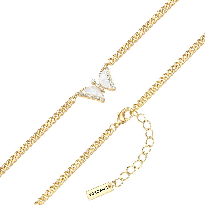 Produktbild Yokoamii Kette mit Anhänger gelbgold Perlmutt weiss Zirkonia weiss - 38634 (Messing 100%)