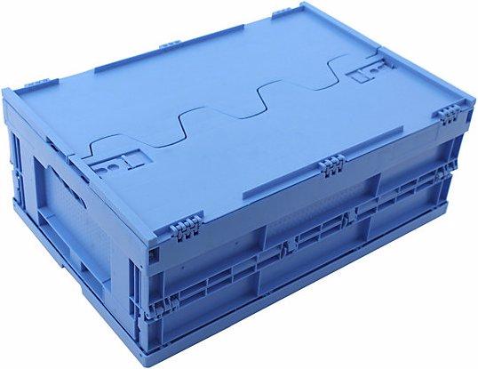 Produktbild Walther Faltbox aus PP, I 44 l, mit anscharniertem Deckel, blau, stapelbar (40 cm, 44 l, 1x)