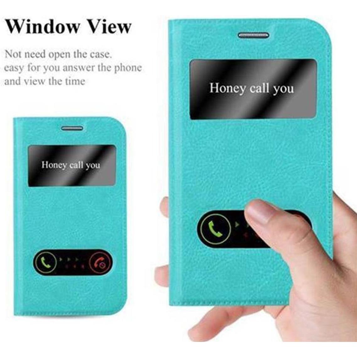 Thumbnail - Cadorabo Book mit View Doppelfenster Cover (Samsung Galaxy Xcover 3), Smartphone Hülle, Türkis