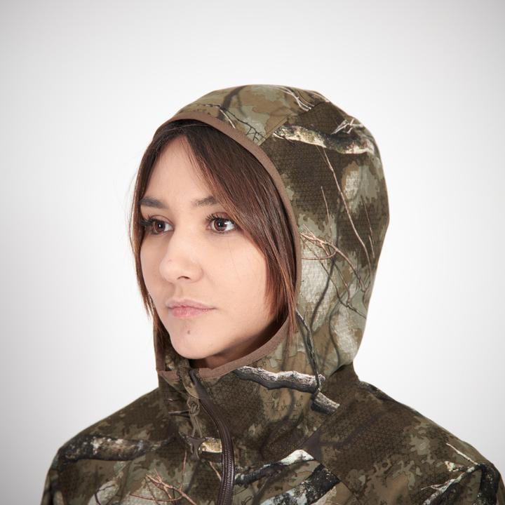 Actual product image Solognac Hunting jacket rain jacket 500 ladies low noise camouflage (34)