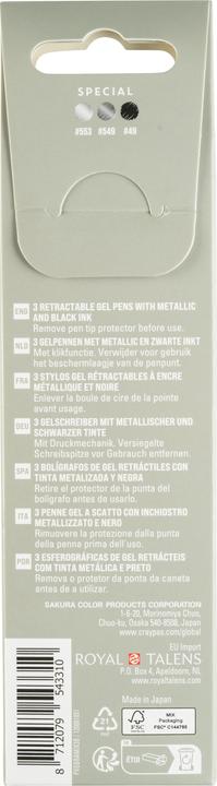 Productafbeelding Sakura Gelly Roll Retractable Classic Gelschreiber transparent 0,45 mm, Schreibfarbe: farbsortiert (Donker zilver, lichtzilver, Zwart, 1x)