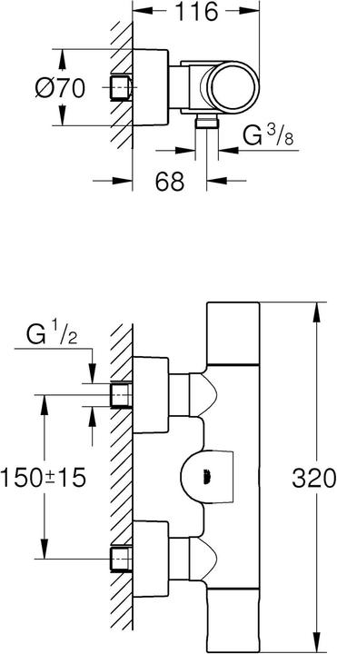 Actual product image Grohe Eurosmart Cosmopolitan E Special infrared shower mixer with mixing device