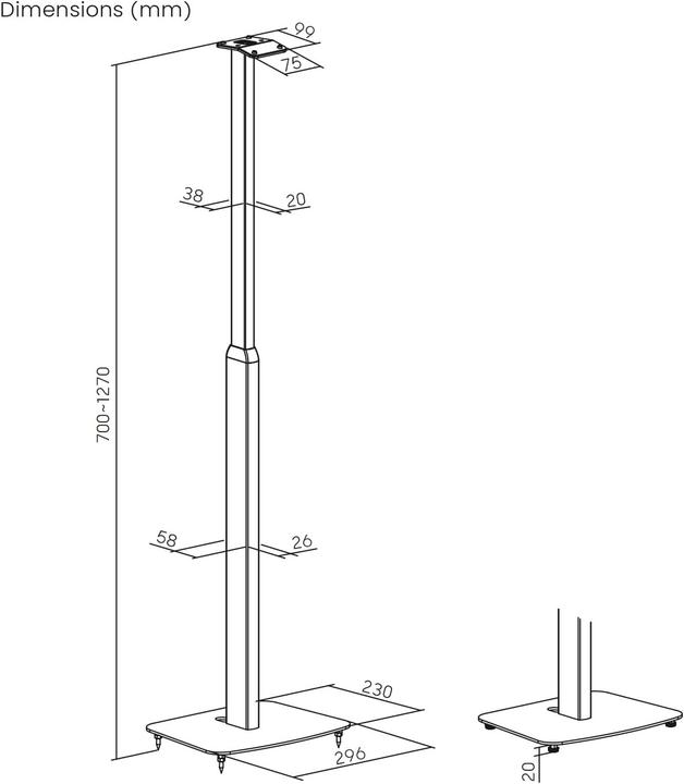 Actual product image Me and My Load: 5 kg, height: 700 - 1270 mm, content: 2 pieces, black (Set, Stand, Height-adjustable)