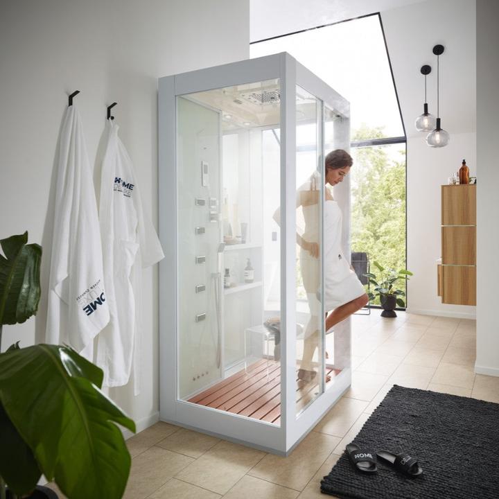 Produktbild Home Deluxe Dampfdusche mit Wasserfall und Dampfsauna LUXUS XL, 120x90 cm - Weiss