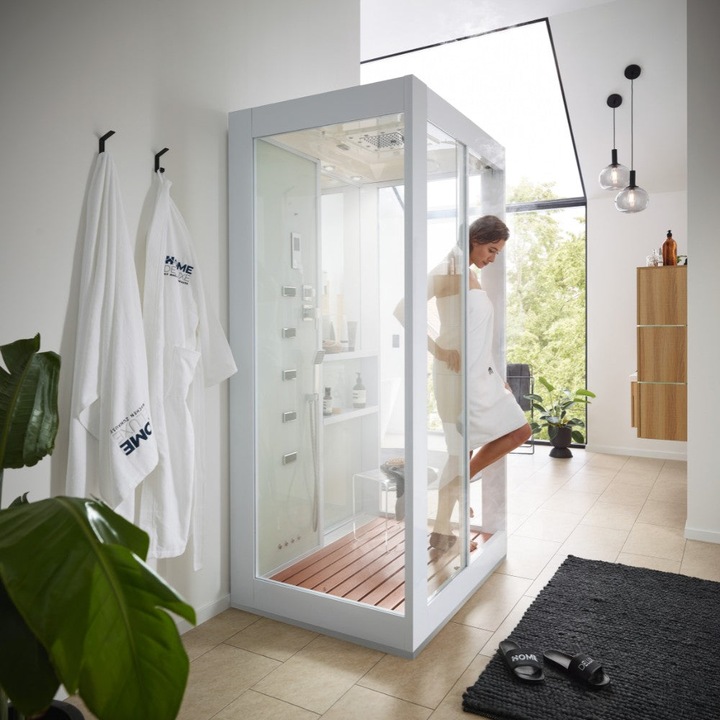 Produktbild Home Deluxe Dampfdusche mit Wasserfall und Dampfsauna LUXUS XL, 120x90 cm - Weiss