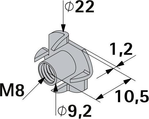 Image du produit Hettich Einschlag-Mutter M8 (M8)