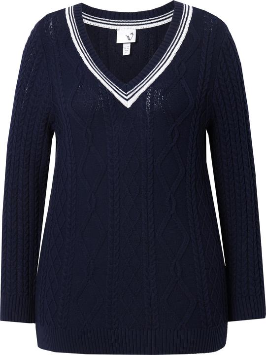 Actual product image Ulla Popken Cable Knit V-Neck Sweater (58)