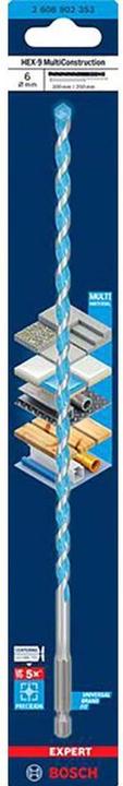 Produktbild Bosch Professional Zubehör Expert HEX-9 Multi Construction Bohrer, 6 x 200 x 250 mm (6 Millimeter)