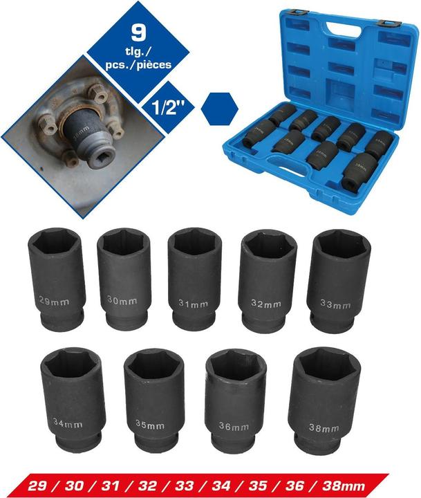 Actual product image Brilliant Tools Drive shaft socket set, 9 pcs.