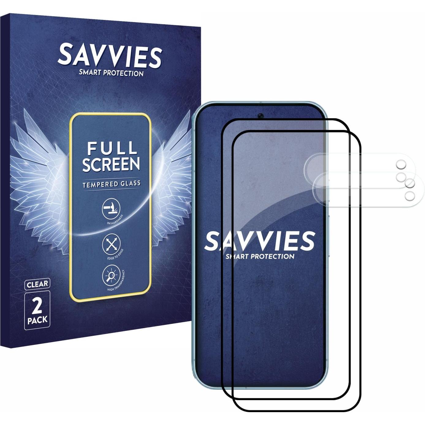 Thumbnail - Savvies Full-Screen Displayschutz Panzerglas Schutzglas (2 Stück, Google Pixel 9 Pro), Smartphone Schutzfolie, Transpare...