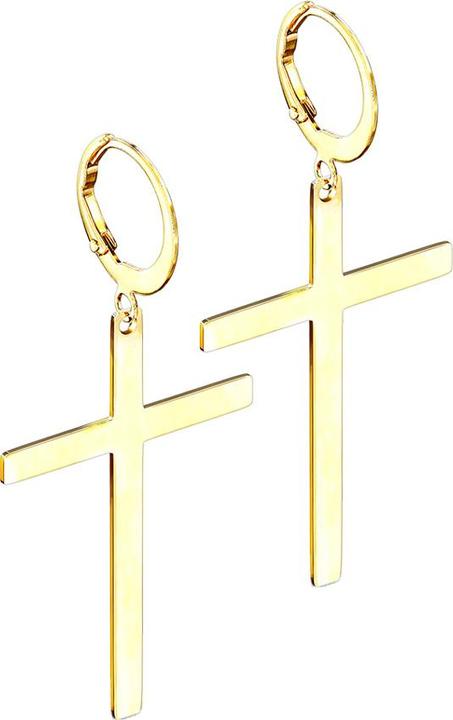 Produktbild Star Piercing Ohrring vergoldet Anhänger Kreuz (ohne Messing, Chirurgenstahl 316L)