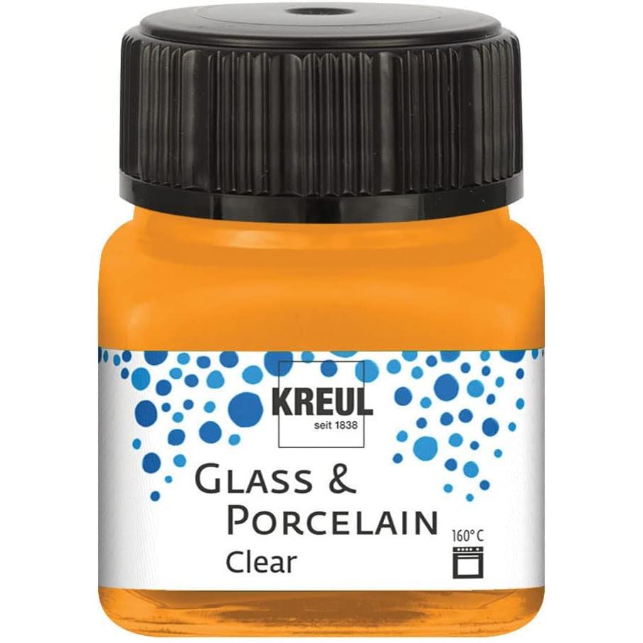 Kreul, Künstlerfarbe + Bastelfarbe, Glass & Porcelain Clear, Porzellan- und Glasfarbe (Orange, 20 ml)