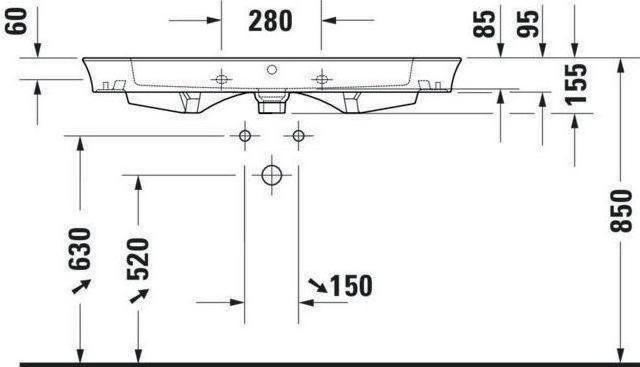 Produktbild Duravit Möbelwaschtisch WHITE TULIP m ÜL m HLB ohne Hahnloch 1050x490mm weiss (490 mm, 1050 mm)