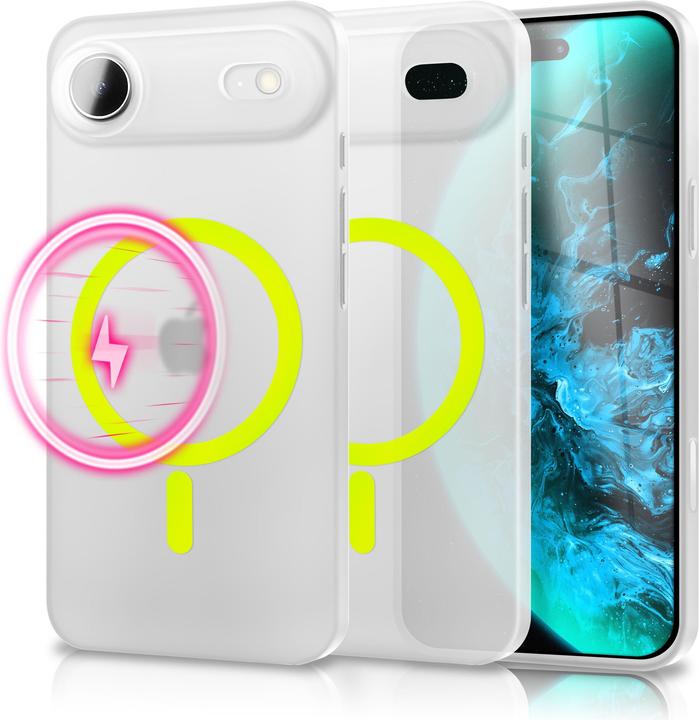 Produktbild Nalia MagSafe Cover "Thinix Glow" - 0,3mm Extrem Dünn, Leuchtender Magnet Ring - Ultra-Slim Hard Case (Apple iPhone 17 Pro)