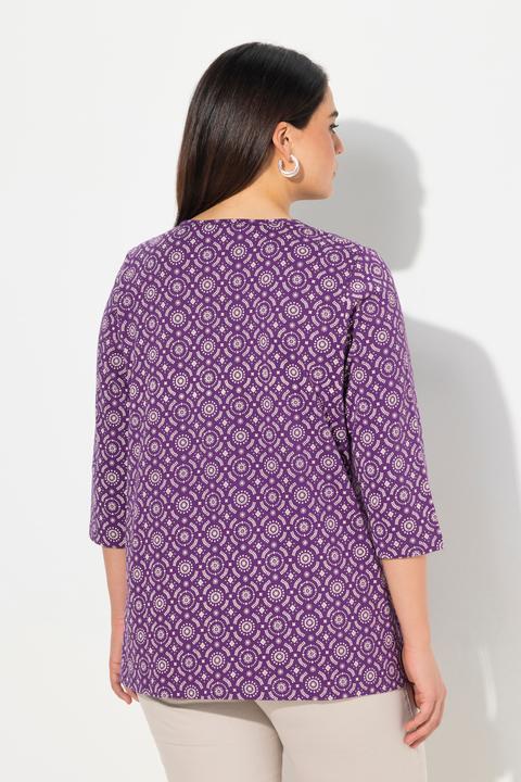 Produktbild Ulla Popken Shirt, A-Linie, Zierfalten, V-Ausschnitt, 3/4-Arm (50, 52)