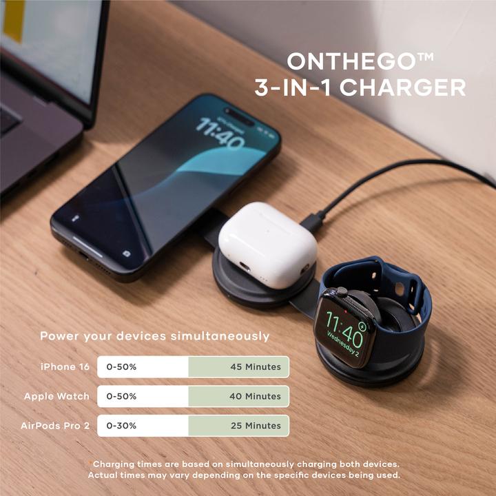 Immagine prodotto Satechi Caricabatterie wireless OntheGo 3-in-1 con Qi2 (15 W)
