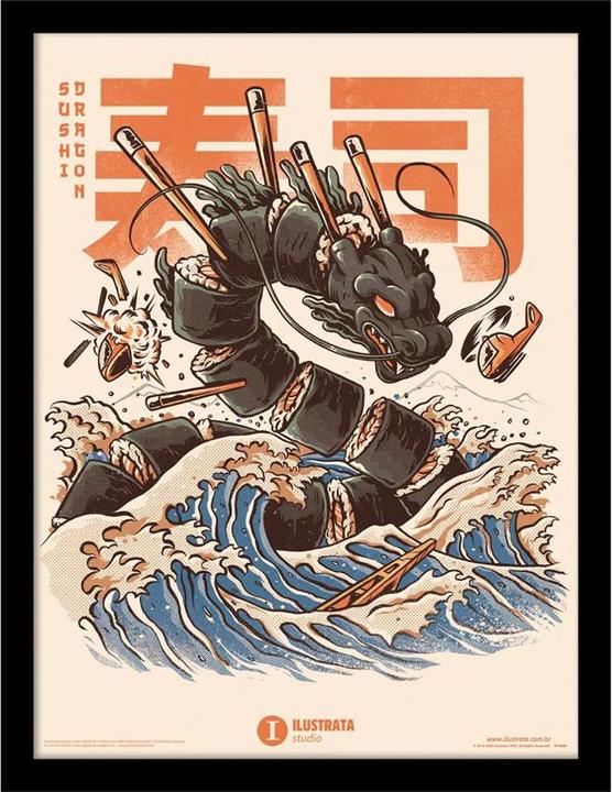 Ilustrata Sushi Drache Gerahmtes Poster (40 x 30 cm)