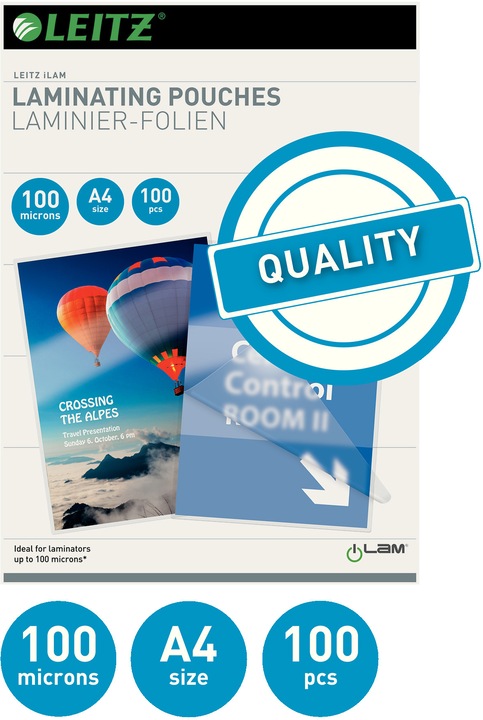Produktbild Leitz Heisslaminierfolien (A4, 100 Stück, 100 µm)