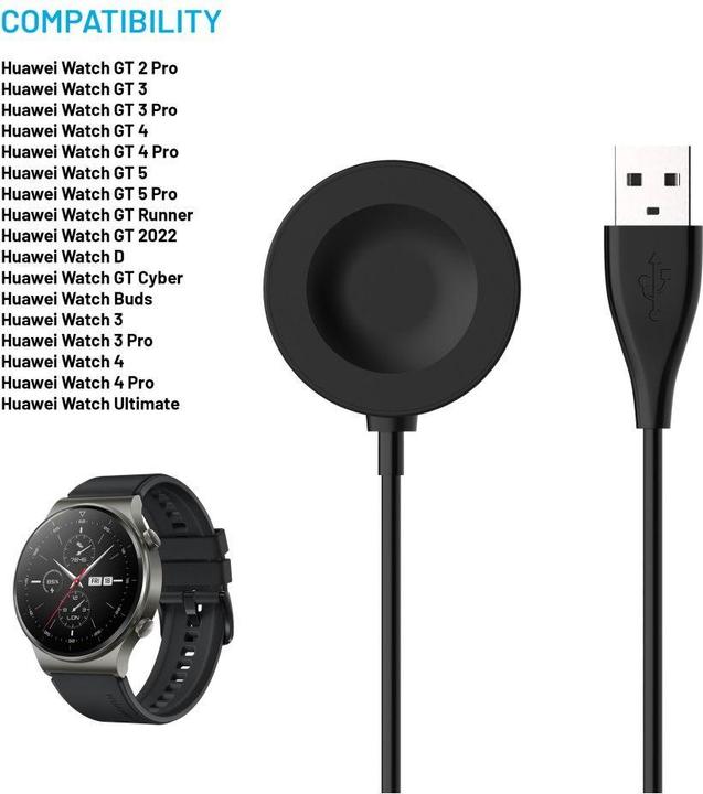 Immagine prodotto Fixed Cavo di ricarica USB-A per Huawei Watch GT 2 Pro/3/3 Pro/4/4 Pro/5/5 Pro, nero