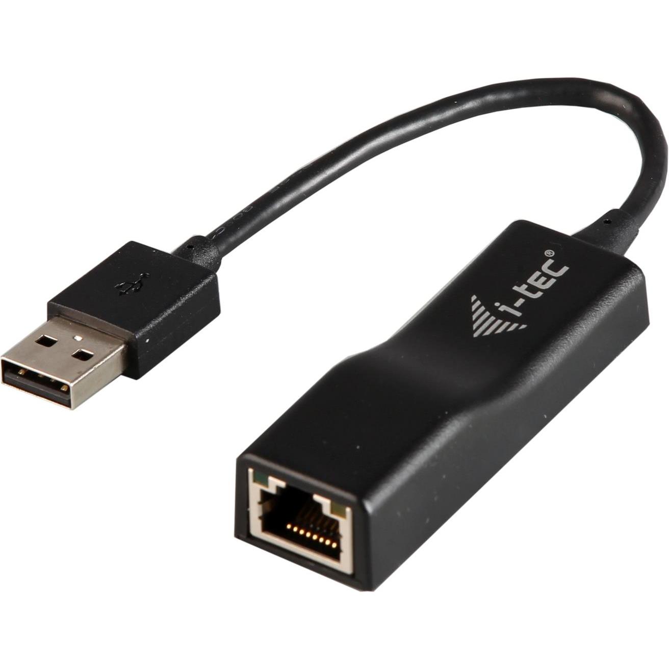i-tec USB 2.0 zu (USB, RJ45 (1x)), Netzwerkadapter, Schwarz