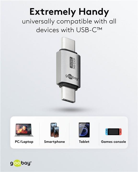 Produktbild Goobay USB-C-Adapter gerade, USB4 (USB Typ C, USB Typ C)