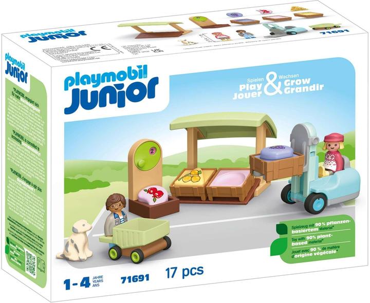 Produktbild Playmobil 71691 Playm. 1.2.3: Bio-Marktstand & Gabelstap