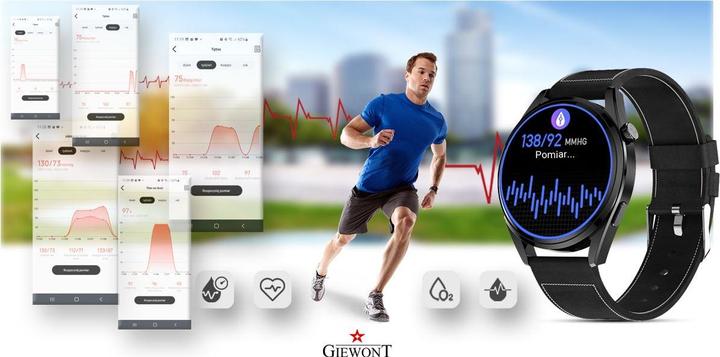 Actual product image Giewont Smartwatch Smartwatch GW450-2 Czarny + Pasek Czarny Skórzany (39.90 mm, 3G)