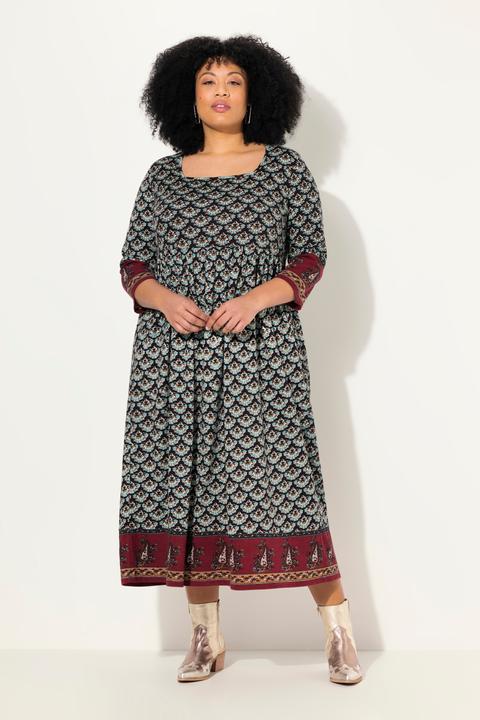 Actual product image Ulla Popken Mixed Print 3/4 Sleeve Jersey Dress (62)