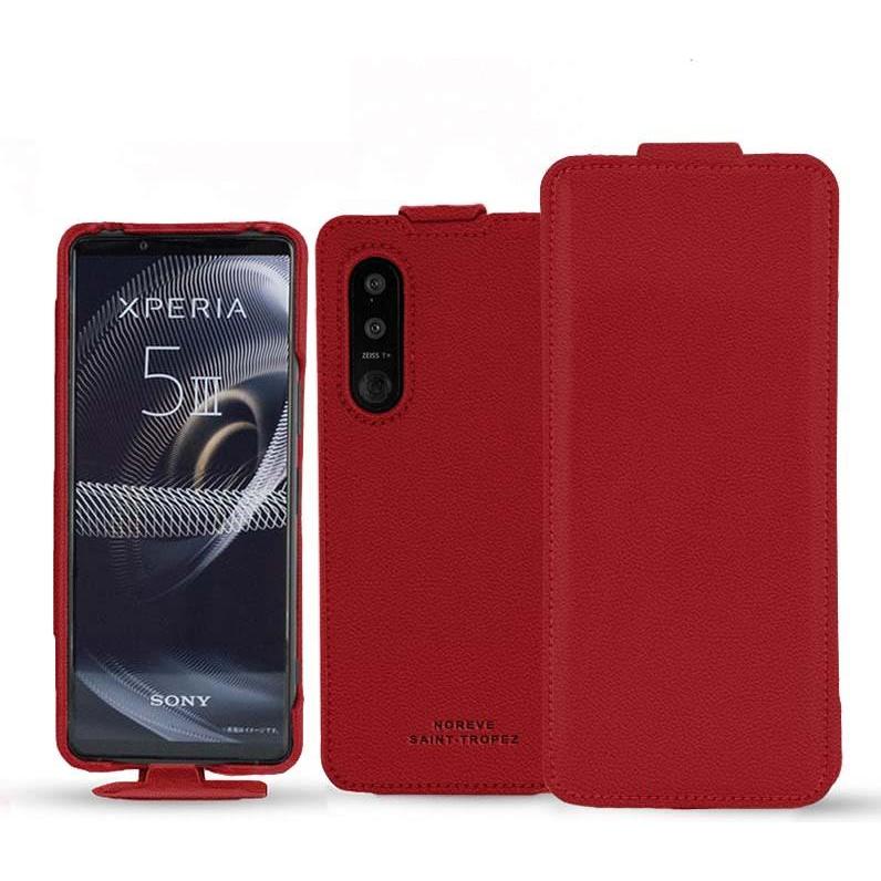 Noreve Lederschutzhülle vertikal (Sony Xperia 5 III), Smartphone Hülle, Rot