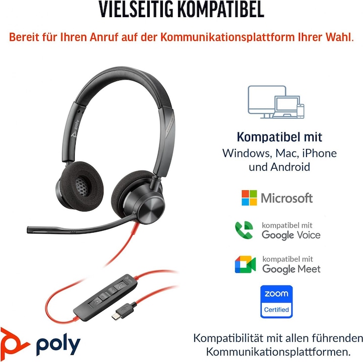 Actual product image Poly Blackwire 3320 Stereo (USB C) (Cable, USB-C)