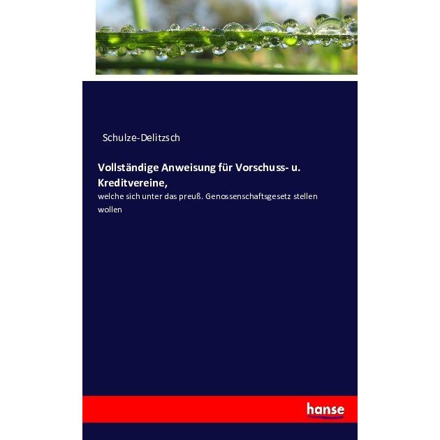 Vollständige Anweisung für Vorschuss- u. Kreditvereine, Fachbücher von Schulze-Delitzsch