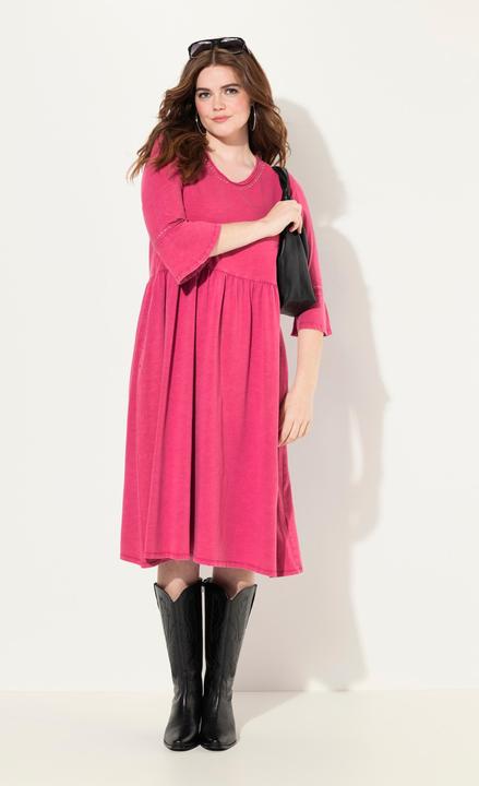 Actual product image Ulla Popken Rhinestone Detail 3/4 Sleeve Jersey Dress (50, 52)