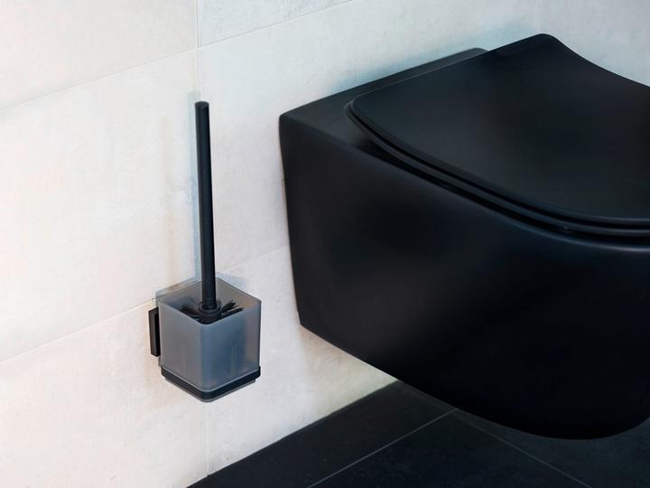 Actual product image Wenko Vacuum-Loc® WC-Garnitur Mod. Quadro Schwarz Befestigen ohne Bohren