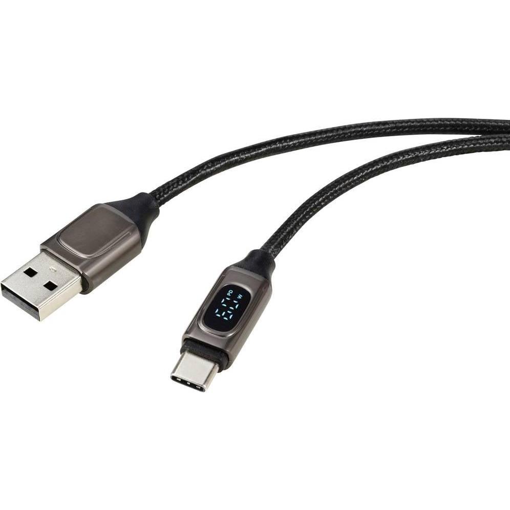 Renkforce USB-Kabel USB 2.0 USB-C Stecker 0.50 m Aluminium (Metallic) Geflechts (0.50 m, USB 2.0), USB Kabel