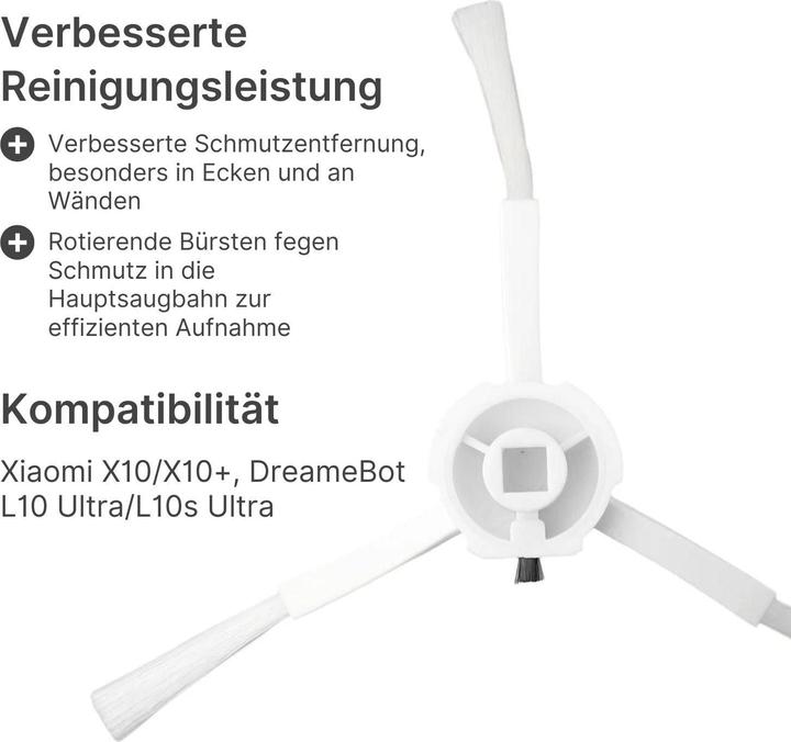 Immagine prodotto Hermex Spazzole laterali alternative per Xiaomi Roborock X10 X10+ DreameBot L10 Ultra L10s Ultra