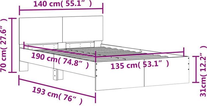 Image du produit vidaXL Bettgestell (135 x 190 cm)