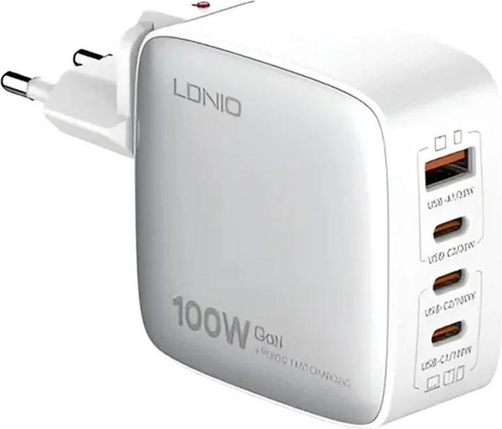 Ldnio Q408 100W USB-A + 3x USB-C mains charger (black) (100 W, 4 Ports)