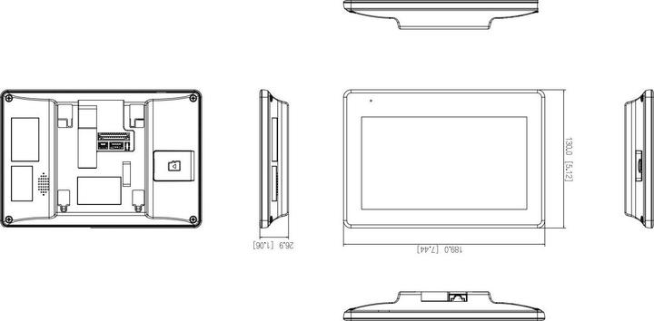 Image du produit Dahua DHI-VTH5422HB-W - Moniteur - hybride - 2 fils - Wi-Fi - noir (1024 x 600 pixels)